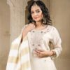 beige tissue suit set with dupatta