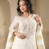 beige tissue plazoo short kurta set with dupatta