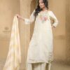 beige tissue plazoo long kurta set with dupatta