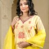 yellow maslin plazoo set with dupatta