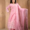 pink maslin plazoo set with dupatta