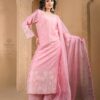 pink maslin plazoo set with dupatta