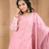pink maslin plazoo set with dupatta