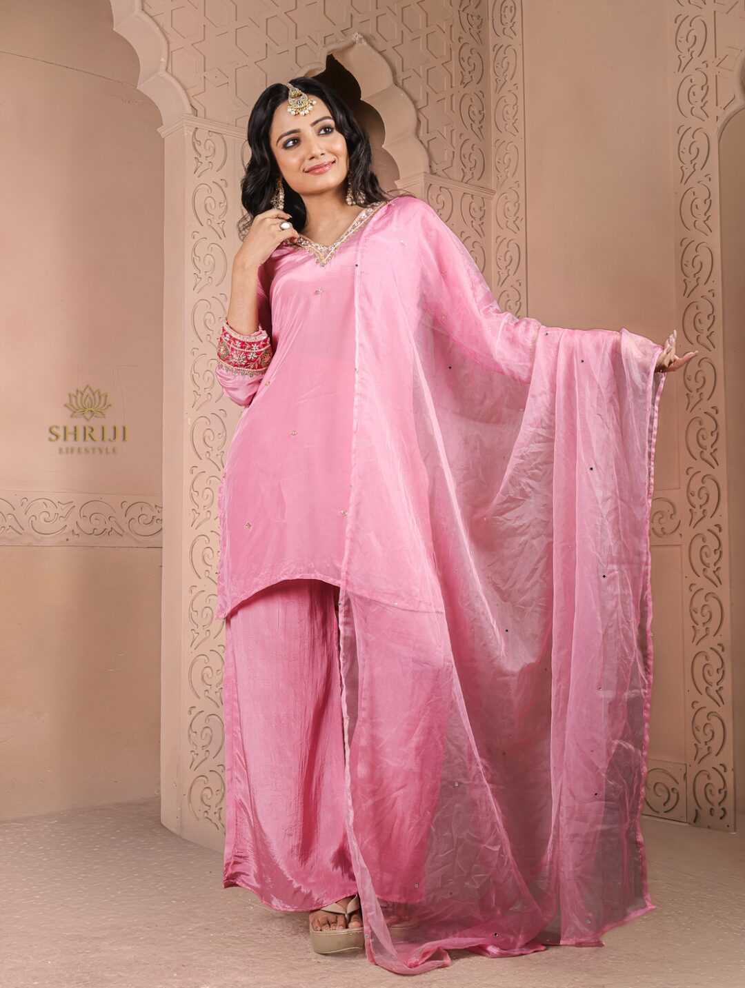 maharani pink suit set with dupatta