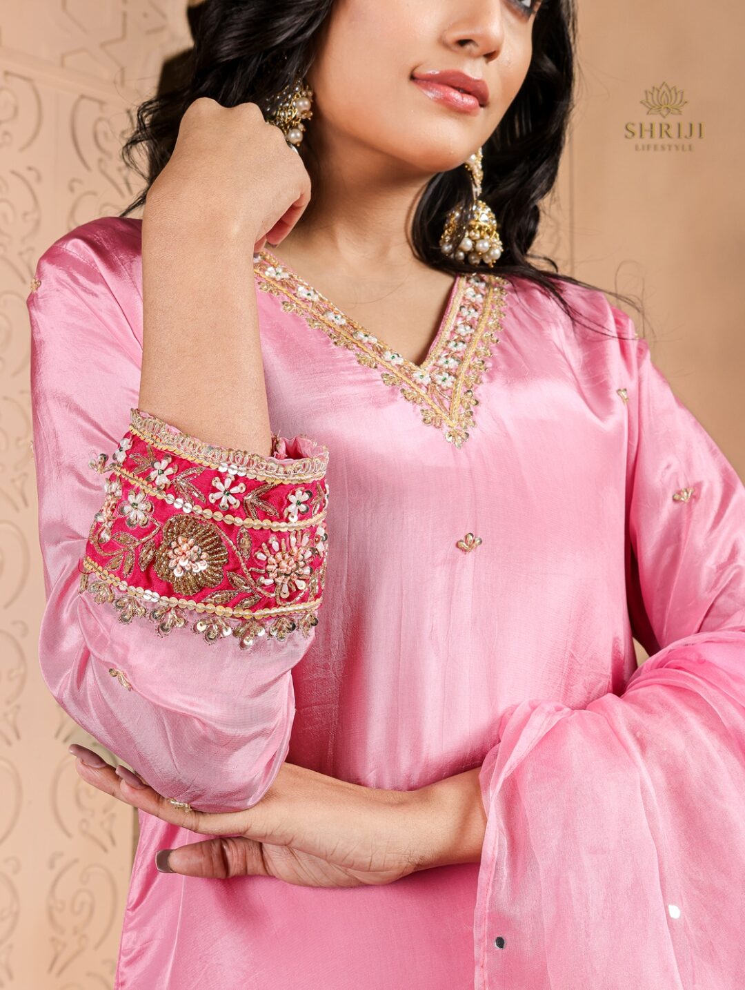 maharani pink suit set with dupatta