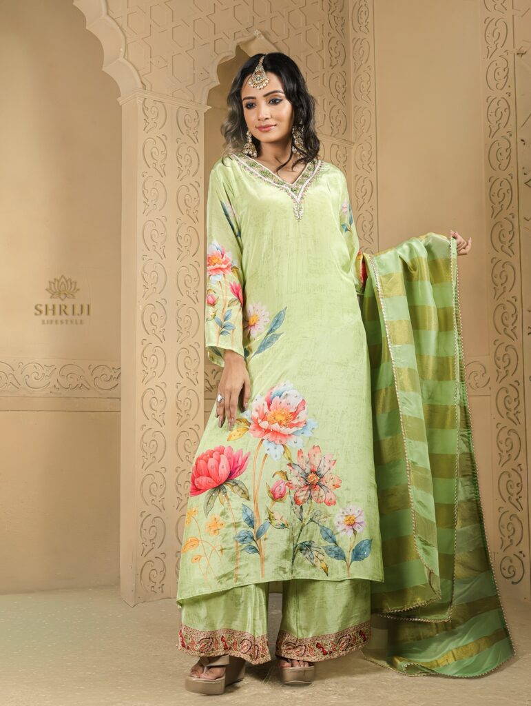 peach roman suit set with dupatta (copy)