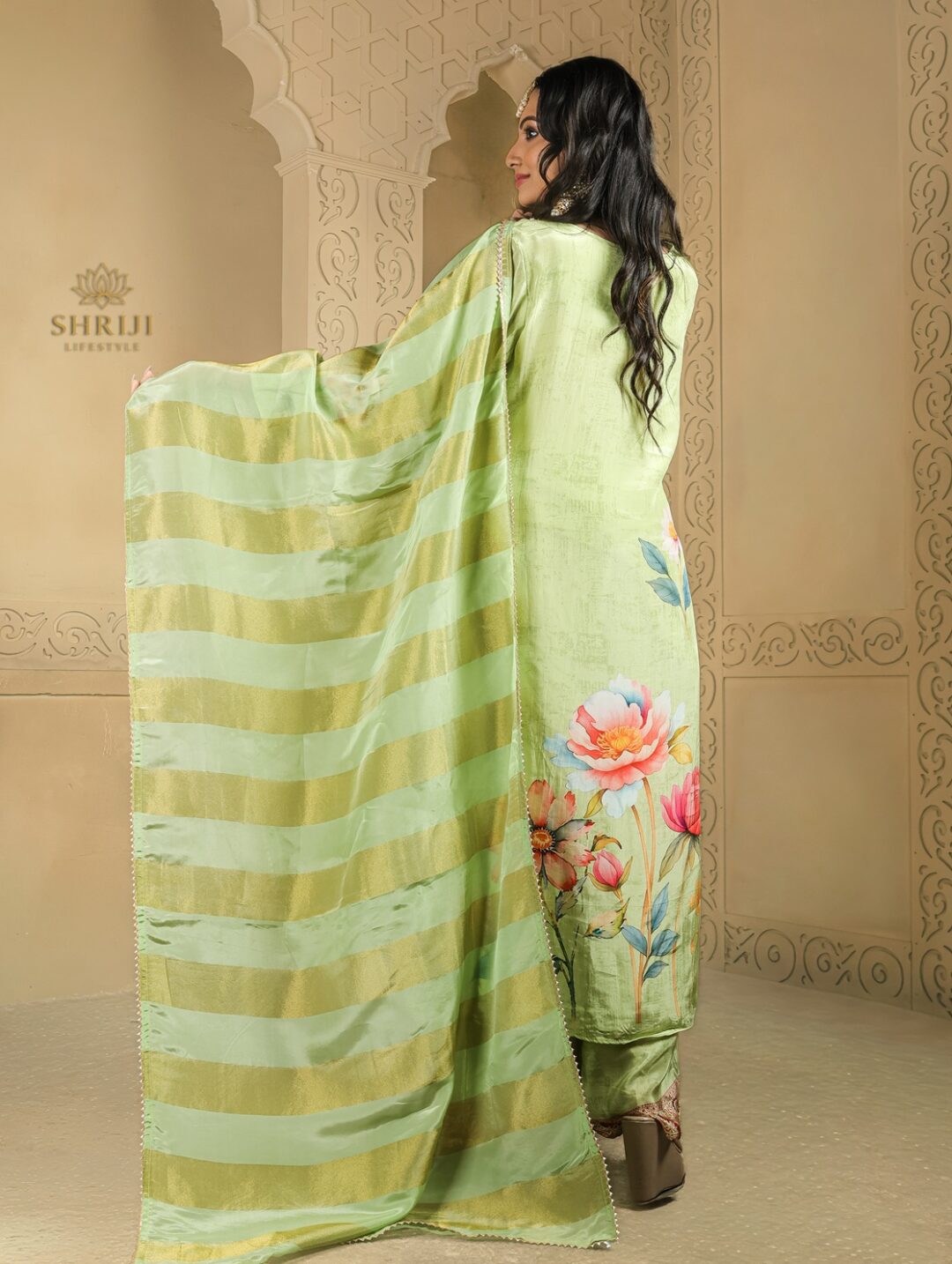 peach roman suit set with dupatta (copy)