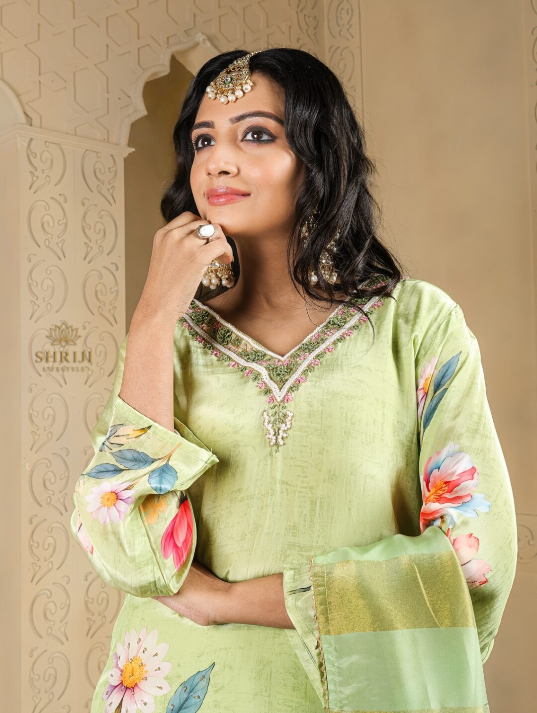 peach roman suit set with dupatta (copy)