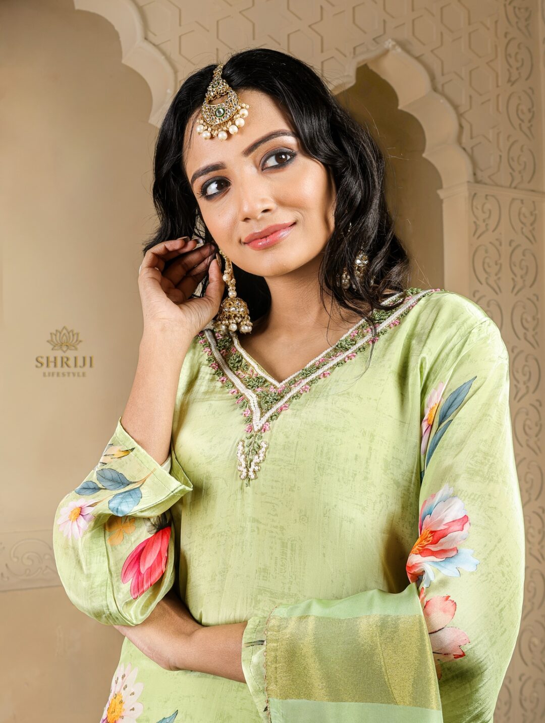 peach roman suit set with dupatta (copy)