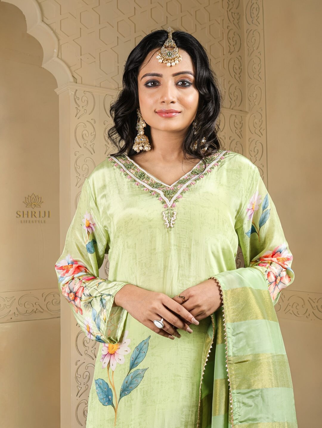 peach roman suit set with dupatta (copy)