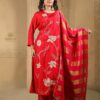 red dola silk suilt set with dupatta