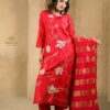red dola silk suilt set with dupatta