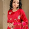 red dola silk suilt set with dupatta