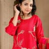 red dola silk suilt set with dupatta