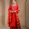 red suit set with dupatta