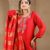 red suit set with dupatta