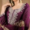 purple dola silk plazoo set with dupatta