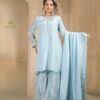 light blue chinon kurta set with dupatta