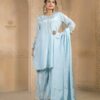 light blue chinon kurta set with dupatta
