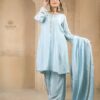 light blue chinon kurta set with dupatta