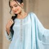 light blue chinon kurta set with dupatta