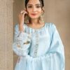 light blue chinon kurta set with dupatta