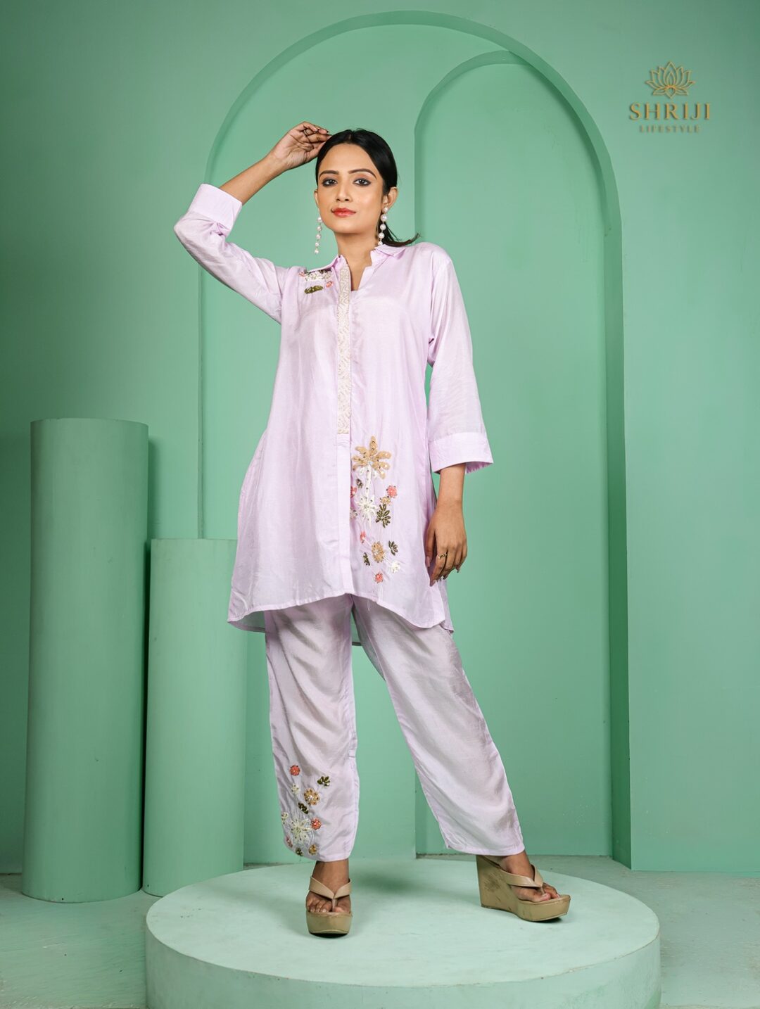 white maslin silk cordset