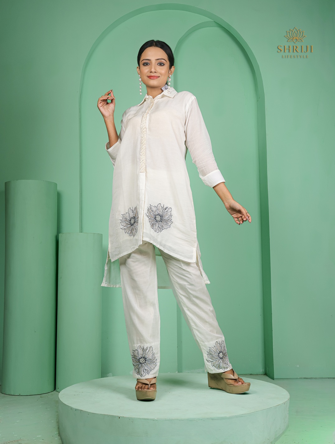 white maslin silk cordset