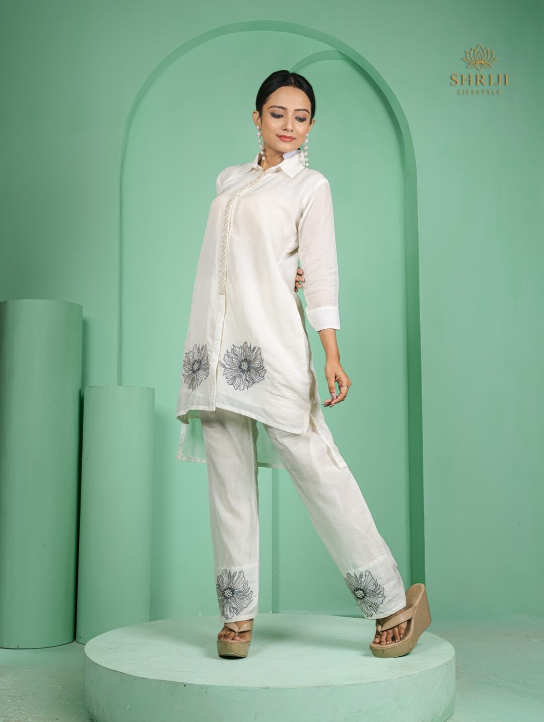 white maslin silk cordset