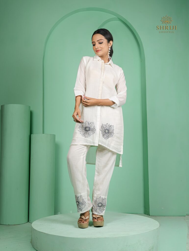 white maslin silk cordset