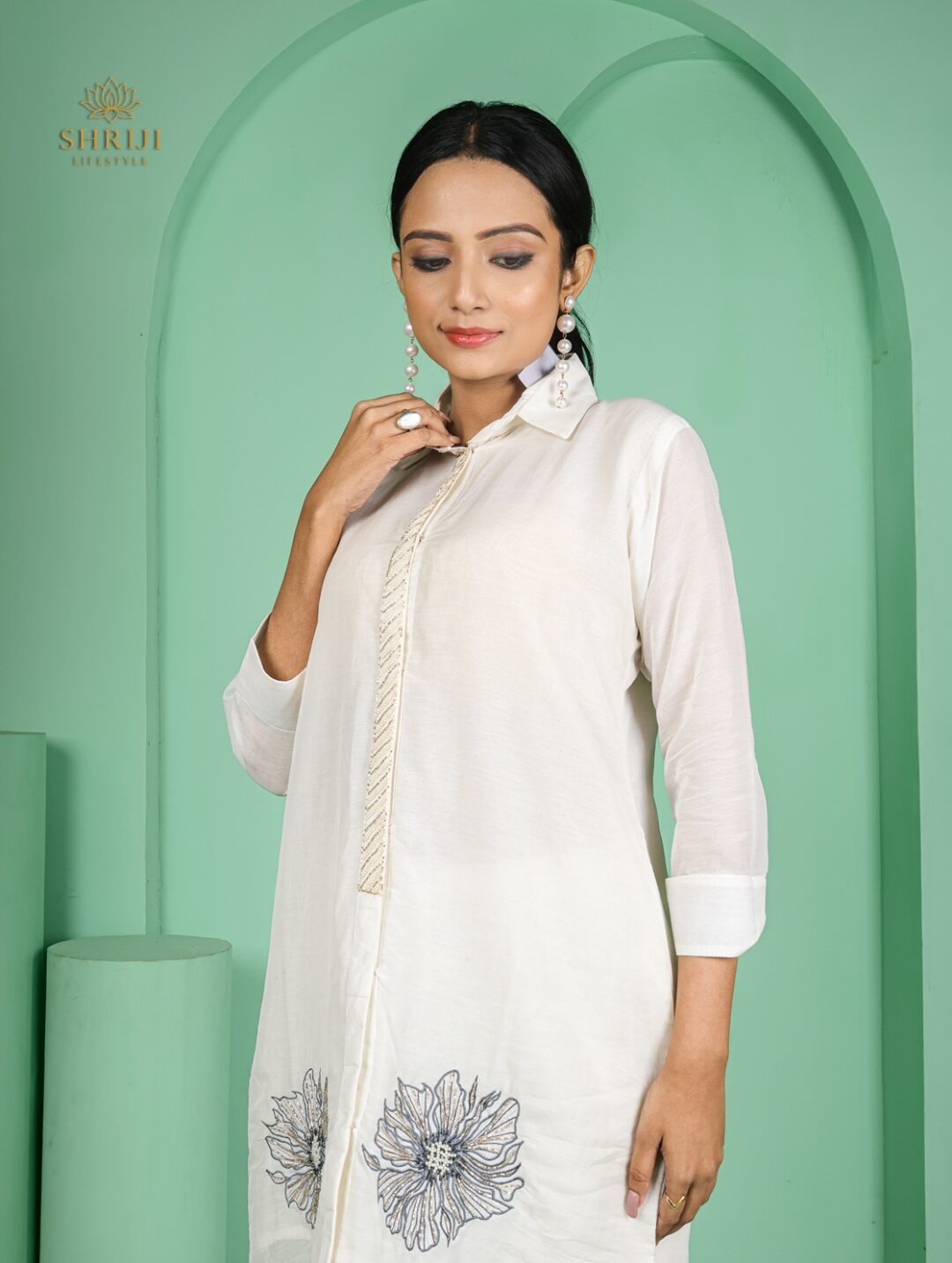 white maslin silk cordset