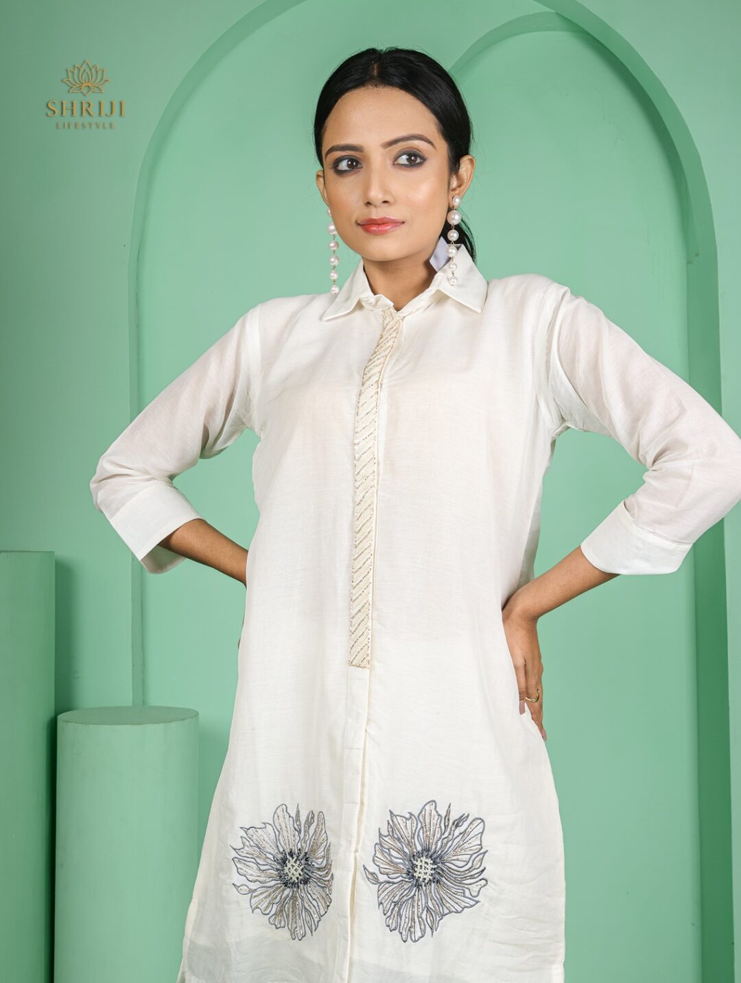 white maslin silk cordset