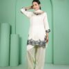 white crepe farshi salwar set with dupatta