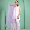 purple dola silk top plazoo set with dupatta