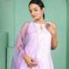 purple dola silk top plazoo set with dupatta