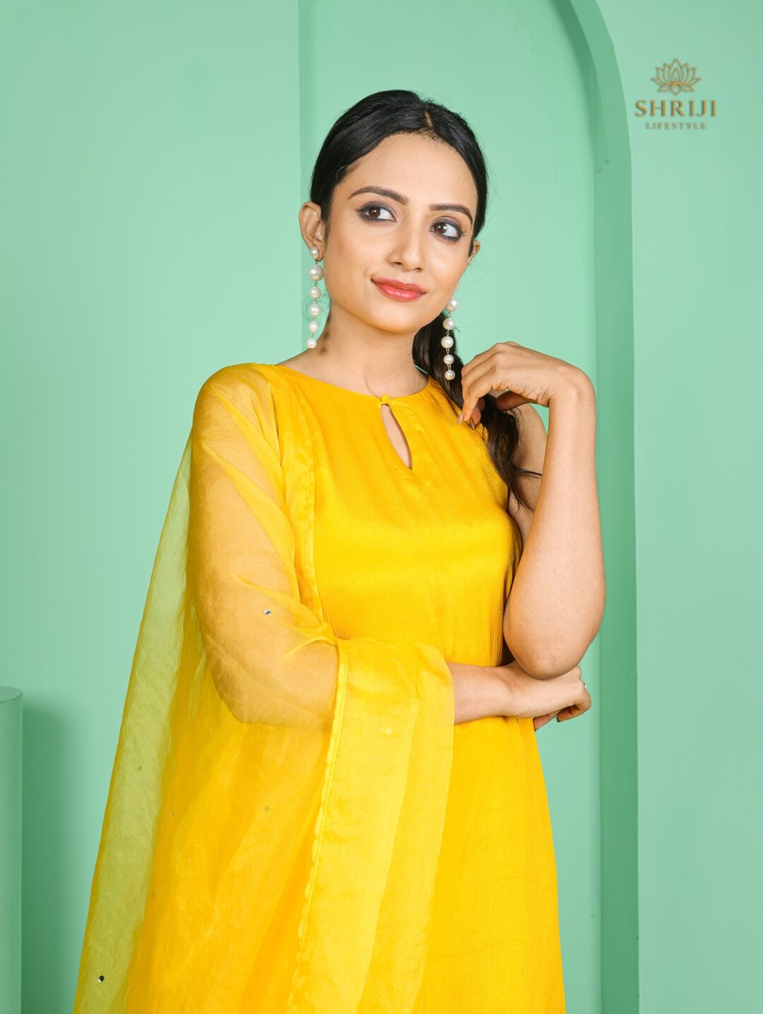 mint green dola silk plazoo set with dupatta (copy)