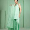 mint green dola silk plazoo set with dupatta