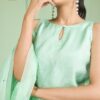 mint green dola silk plazoo set with dupatta