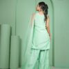mint green dola silk plazoo set with dupatta