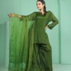 green chinon plazoo set with dupatta