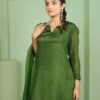 green chinon plazoo set with dupatta