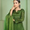 green chinon plazoo set with dupatta