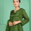 green chinon plazoo set with dupatta