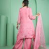 soft pink crepe plazoo set with dupatta