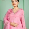 soft pink crepe plazoo set with dupatta