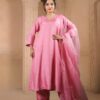 pink silk plazoo set with dupatta