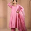 pink silk plazoo set with dupatta