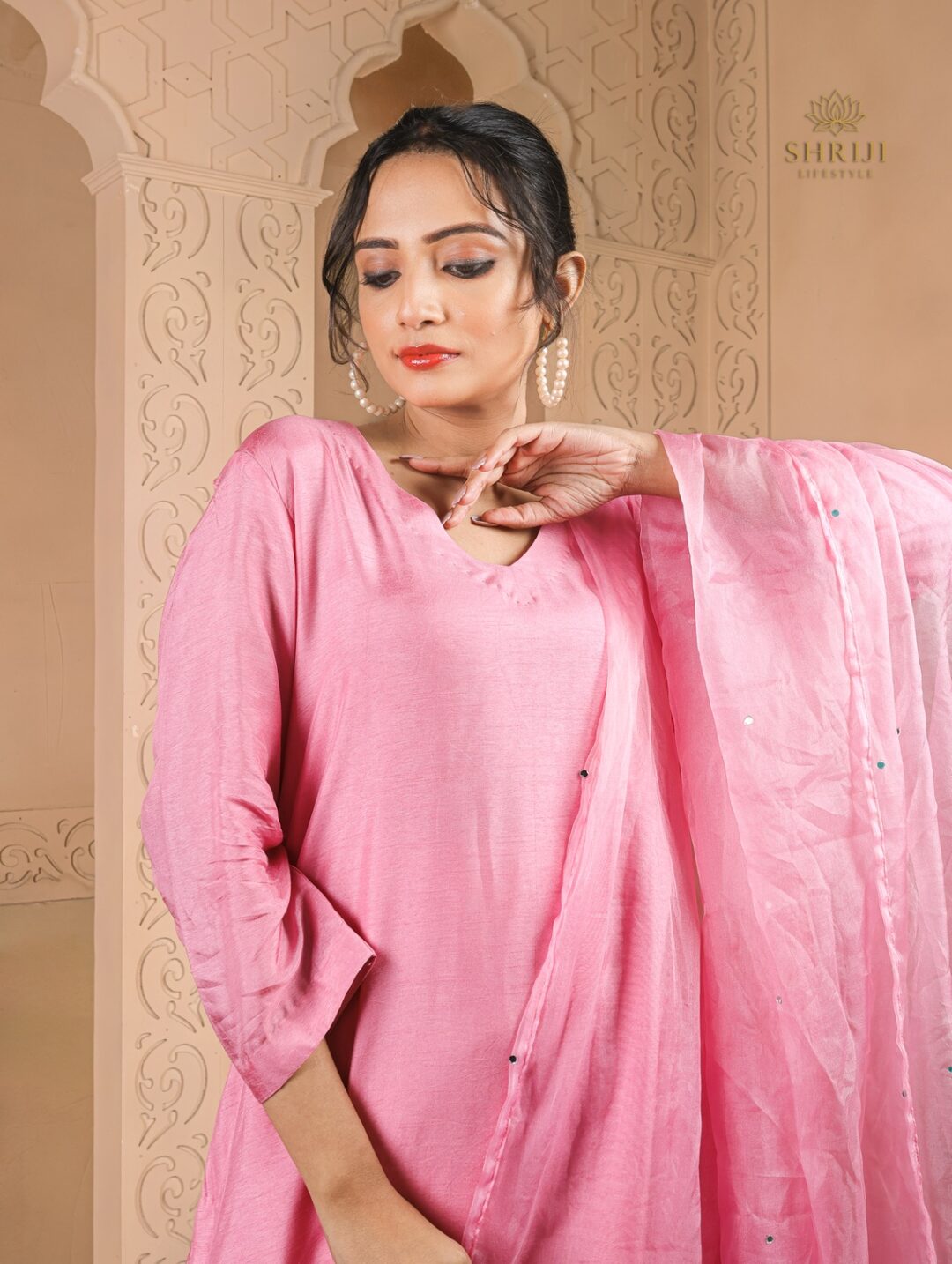 pink silk plazoo set with dupatta