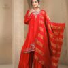 red crepe plazoo suit set with dupatta