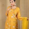 yellow dola silk suit set with dupatta